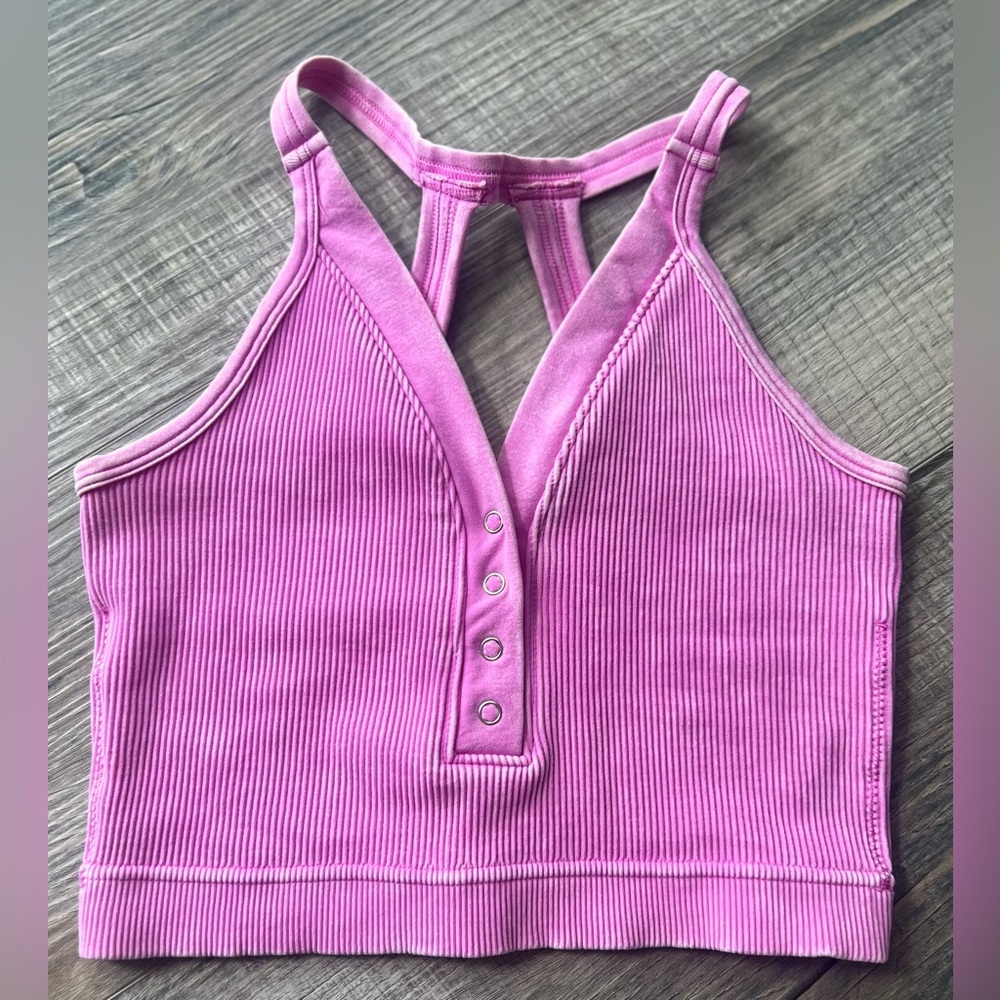 Zenana Ribbed Henley Bralette.